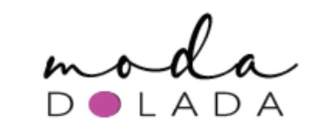 Logo of Moda Dolada with a stylized 'd' in pink and purple on a white background
